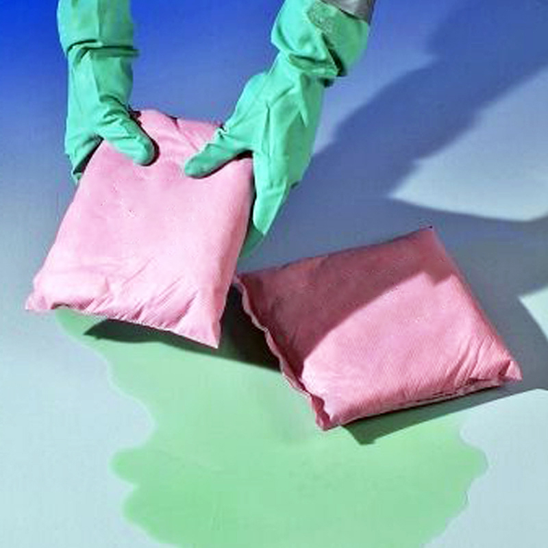water surface cloth hazardous absorber pillow in the lab spill
