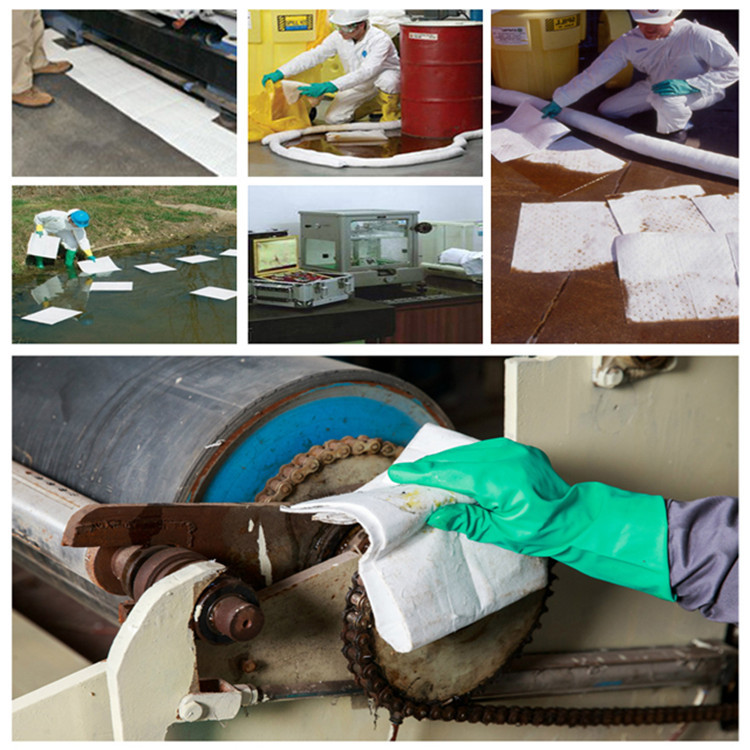 high performance 100% PP fabrics oil sorbent pads for Shipyard oil spill